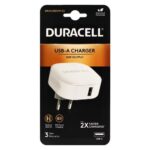 Φορτιστής Ταξιδίου Duracell 12W με Έξοδο USB 2.4A Λευκό