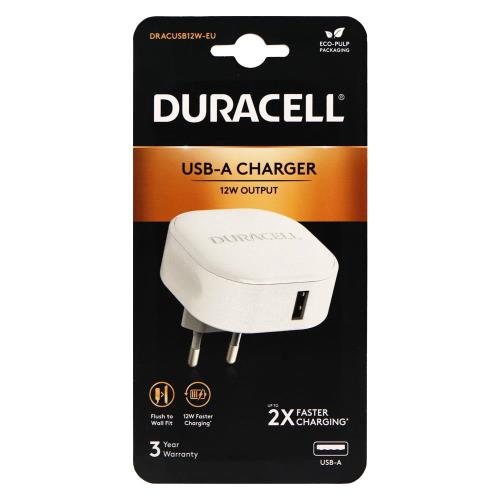 8b02d98025e849e4acf4023b4b85a939_500.jpg Φορτιστής Ταξιδίου Duracell 12W με Έξοδο USB 2.4A Λευκό - Image 1
