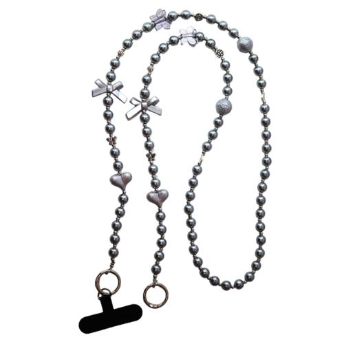 458e34873e944442a5395fde9214e5c4_500.jpg Universal Λουράκι Λαιμού inos Fashion για Κινητά με Πέρλες Γκρι - Image 1