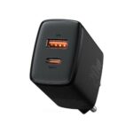 Φορτιστής Ταξιδίου Ταχείας Φόρτισης Baseus Compact με Διπλή Έξοδο USB A & USB C PD + QC 20W 3A Μαύρο