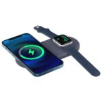 Επιτραπέζια Βάση AhaStyle PT135 για Φορτιστή MagSafe Apple iPhone & Apple Watch Silicon 2in1 Μπλε