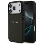 Θήκη PU Guess MagSafe Apple iPhone 17 Pro Max Grained Gold Ring Μαύρο
