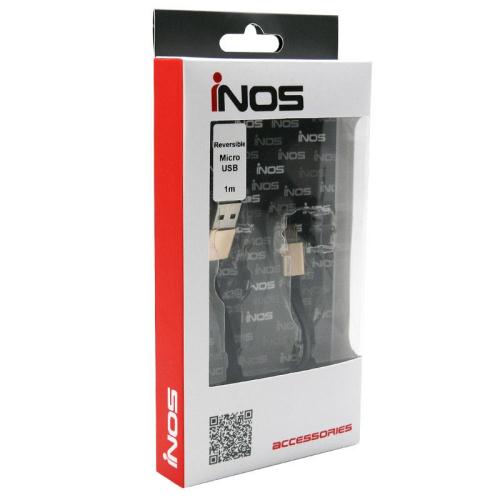 aec4b46de5cb4f089f7a7559a660931b_500.jpg Καλώδιο Σύνδεσης USB 2.0 Πλακέ inos USB A σε Micro USB Reversible 1m Μαύρο - Image 1