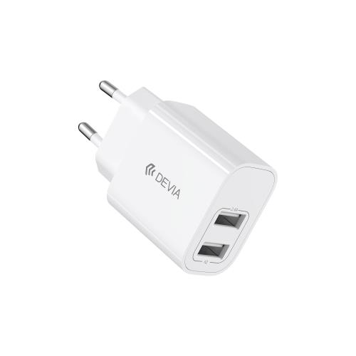Φορτιστής Ταξιδίου Devia RLC-342 με Διπλή Έξοδο 2xUSB A 12W & Καλώδιο USB A σε Lightning 1m Lite2 Λευκό