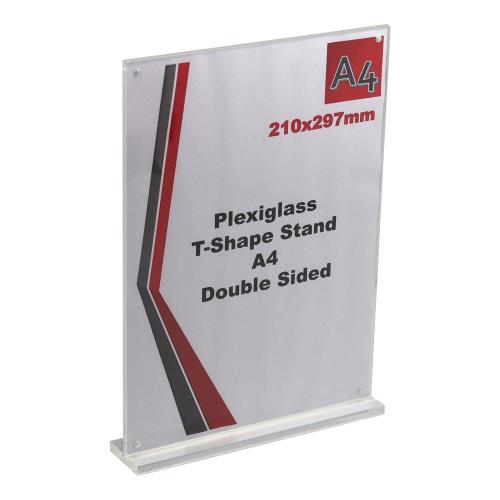 Plexiglass Σταντ Εντύπων Κάθετο Α4 2 Όψεων