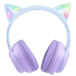 Ασύρματα Ακουστικά Κεφαλής Onikuma B90 Gaming με Αυτιά Γάτας RGB Γαλάζιο-Μωβ