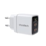 Φορτιστής Ταξιδίου Ταχείας Φόρτισης Choetech PD6051 με Διπλή Έξοδο 2xUSB C GaN PD 35W Λευκό