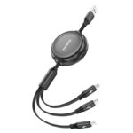 Καλώδιο Σύνδεσης USB 2.0 Foneng X113 Retractable Flat 3 σε 1 USB A σε Micro USB & USB C & Lightning 1.1m Μαύρο