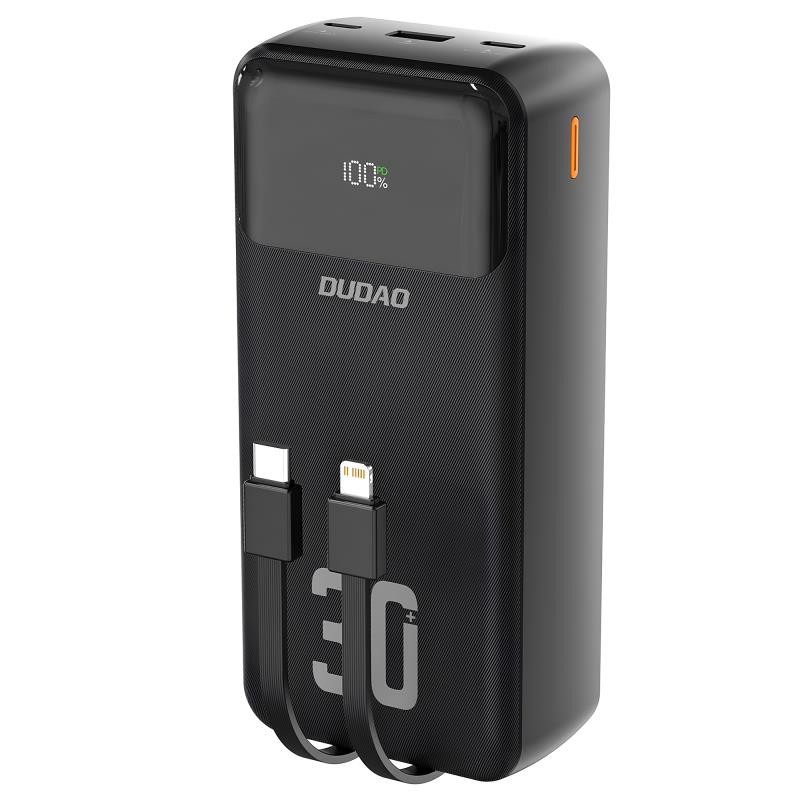 60e2aede3dbb44a9a6f0b2ac84d6e2c1_original.jpg Φορτιστής Ανάγκης Dudao K15Max 22.5W 30000mAh PD QC με 2 Ενσωματωμένα Καλώδια Μαύρο