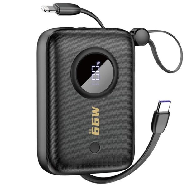 Φορτιστής Ανάγκης Dudao K14 22.5W 10000mAh PD με 2 Ενσωματωμένα Καλώδια Μαύρο