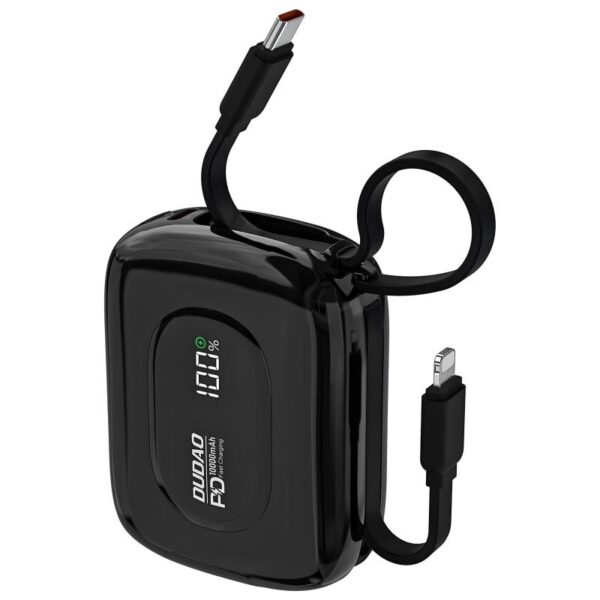 Φορτιστής Ανάγκης Dudao K32 22.5W 10000mAh με 2 Ενσωματωμένα Καλώδια Μαύρο