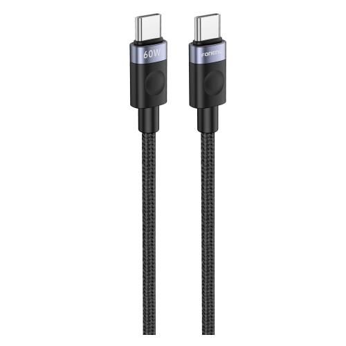 d186ff9f2b34466c8ca80498ab08b37b_500.jpg Καλώδιο Σύνδεσης USB 2.0 Foneng X115 Metal Head Braided USB C σε USB C 60W 1m Μαύρο