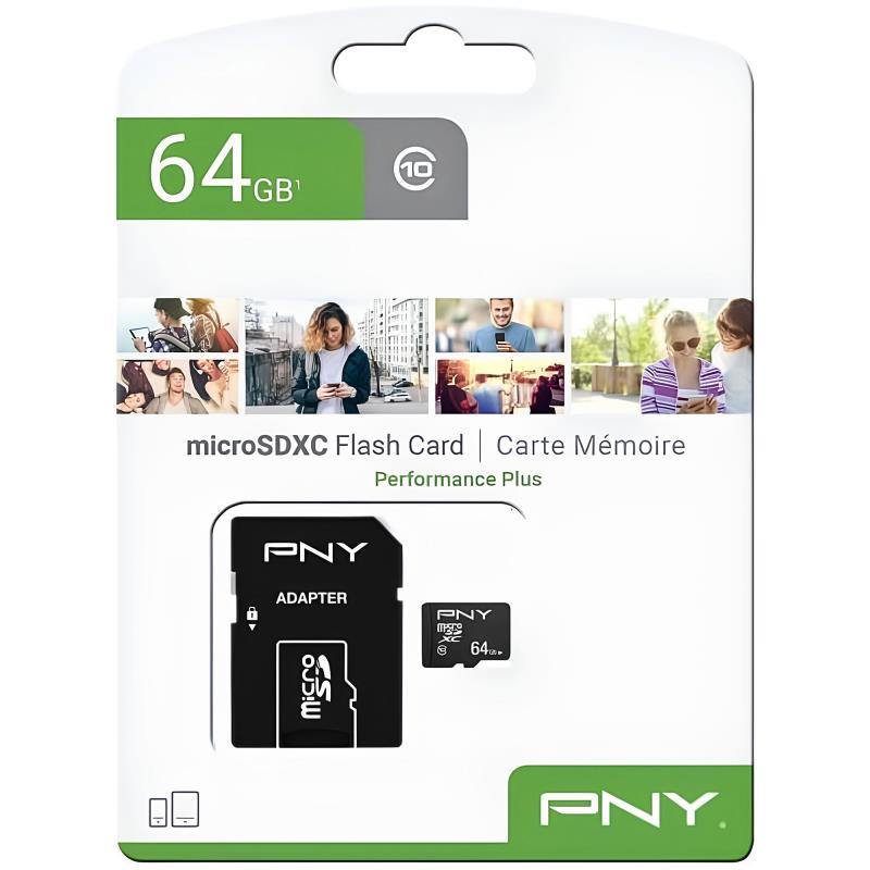 Κάρτα μνήμης Micro SDXC C10 UHS-I U1 PNY Performance Plus 100MB/s 64GB + 1 ADP