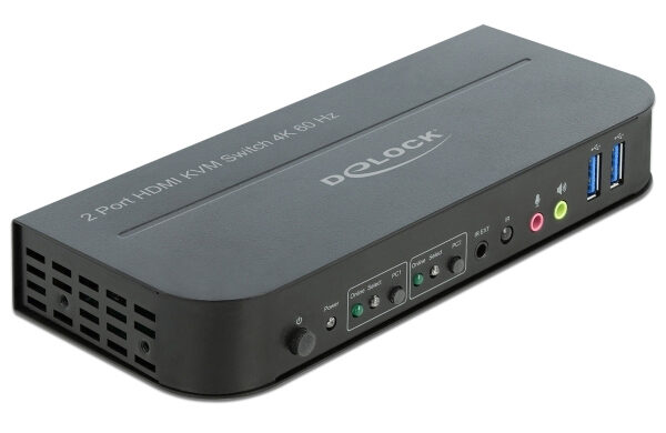 DELOCK HDMI KVM Switch 11481, 2 ports, USB 3.0, Audio, 4K/60Hz, μαύρο