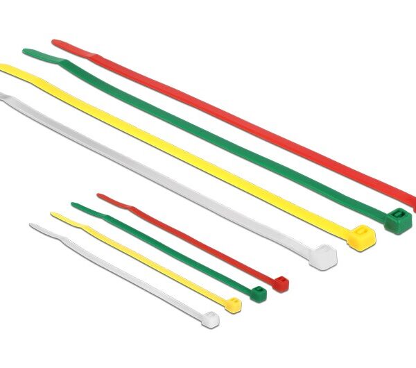 DELOCK δεματικά καλωδίων 18628, 100x2.5mm & 200x3.6mm χρωματιστά, 200τμχ