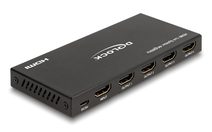 18652-1.jpg DELOCK HDMI splitter 18652 με downscaler πλήκτρο, 4 σε 1, 4K/60Hz, μαύρο