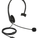 DELOCK headphones με μικρόφωνο 27177, mono, USB, volume control, μαύρα