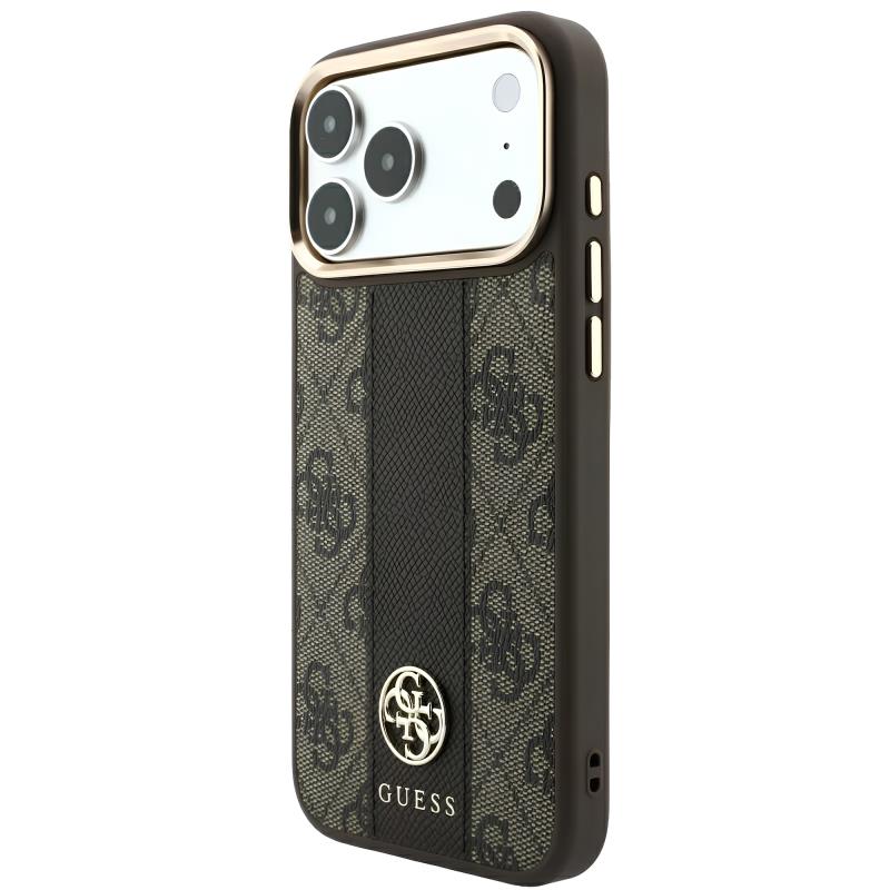 Θήκη TPU & PC Guess Apple iPhone 18 Pro Max/ 17 Pro Max MagSafe Leather Stripe Round Classic Logo Καφέ
