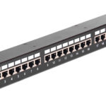 DELOCK patch panel 43295, 19"/1U, CAT 6, 24x coupler RJ45 ports, μαύρο