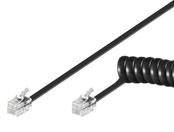 50270.jpg GOOBAY καλώδιο τηλεφώνου 50270, spiral, RJ10 4P4C, CCA, 2m, μαύρο