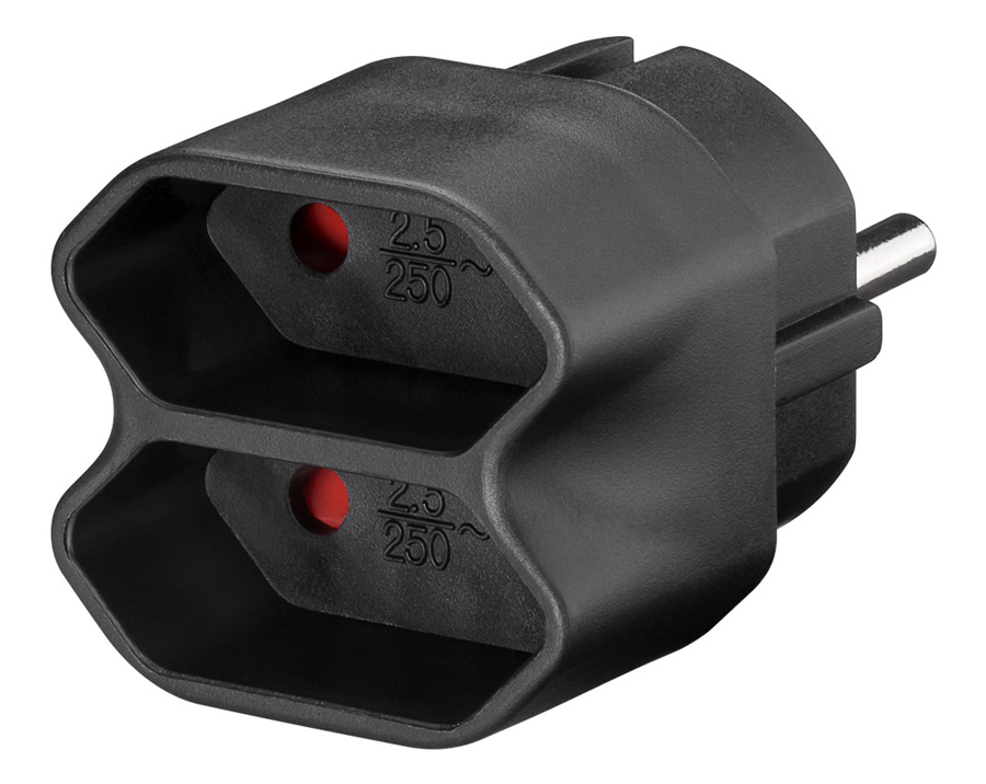 51002.jpg GOOBAY αντάπτορας ρεύματος 51002, 2x Euro, 230V 2.5A, μαύρος