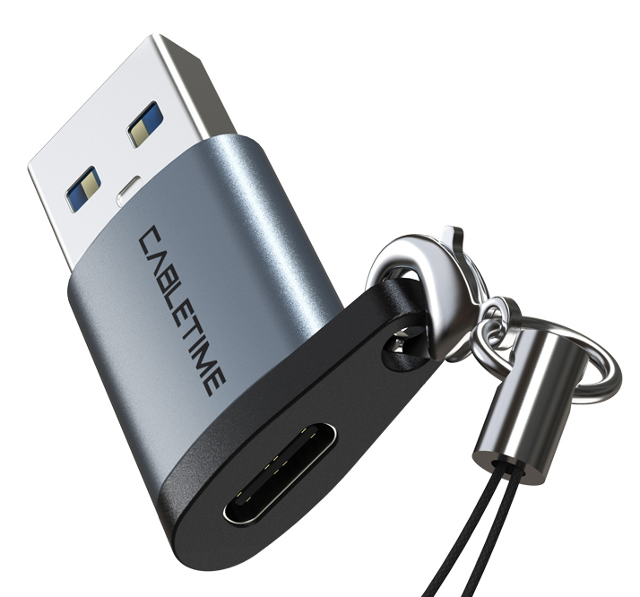 5210131038451.jpg CABLETIME αντάπτορας USB-C σε USB CT-AMCF, 2.1A, 5Gbps, γκρι