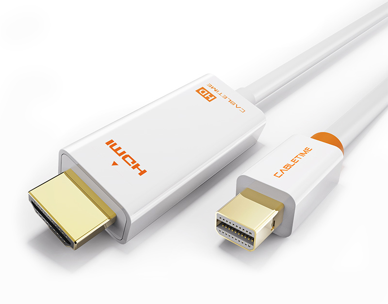 5210131038727.jpg CABLETIME καλώδιο HDMI σε Mini DisplayPort CT-03G, 1080p, 1.8m, λευκό