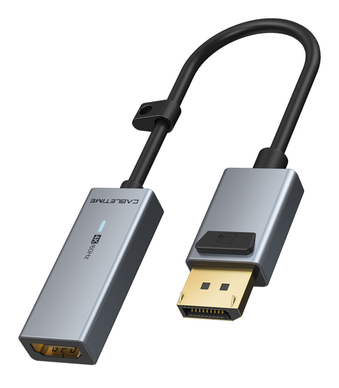 5210131155967.jpg CABLETIME αντάπτορας DisplayPort σε HDMI CT-AV589-P02G4K60, 4K/60Hz, γκρι