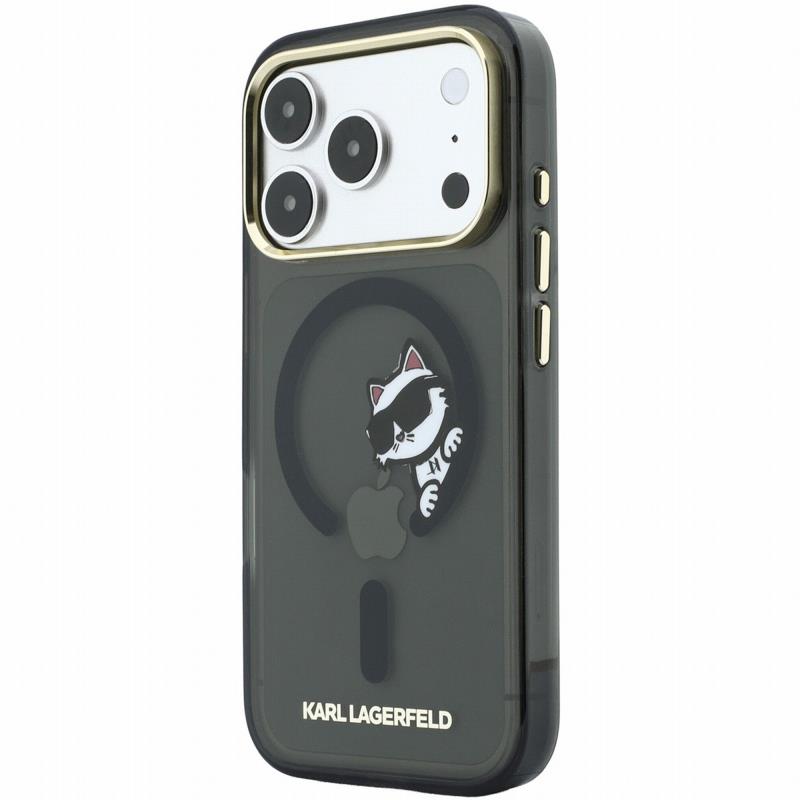 Θήκη PC/TPU Karl Lagerfeld Magsafe Apple iPhone 18 Pro Max/ 17 Pro Max IML Peekaboo Print & Metal Frame Choupette Μαύρο
