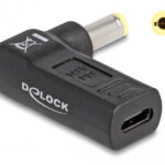 DELOCK αντάπτορας τροφοδοσίας 60011, USB-C σε 5.5x2.5mm, 90°, μαύρος