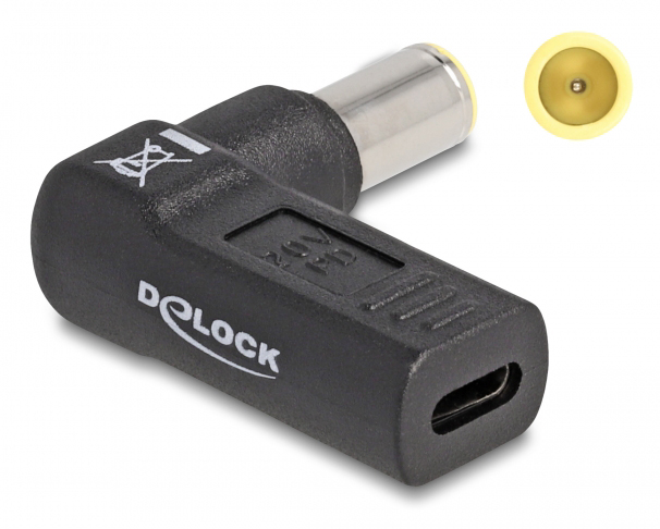 60012.jpg DELOCK αντάπτορας τροφοδοσίας 60012, USB-C σε IBM 7.9x5.5mm, 90°, μαύρος