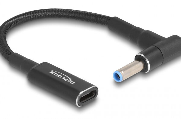 DELOCK αντάπτορας τροφοδοσίας laptop 60031, USB-C σε HP 4.5x3.0mm, 15cm, μαύρος