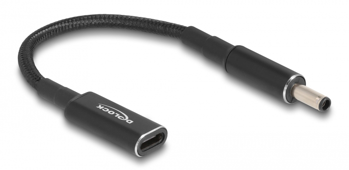 60036.jpg DELOCK αντάπτορας τροφοδοσίας laptop 60036, USB-C σε Dell 4.5x3.0mm, 15cm, μαύρος