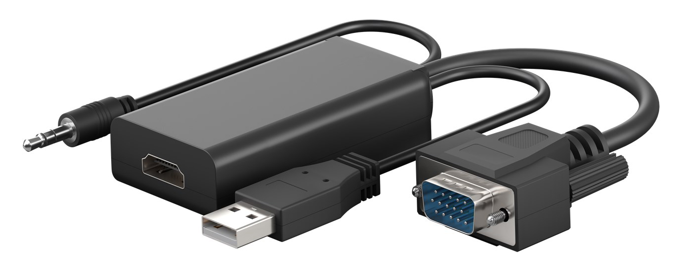 61259.jpg GOOBAY αντάπτορας VGA σε HDMI 61259, 3.5mm Jack, 1080p/60Hz, μαύρος