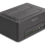 DELOCK docking station για 2.5" ή 3.5" SATA HDD/SSD 64183, 2 θέσεων, με card reader, 5Gbps, clone function, μαύρο