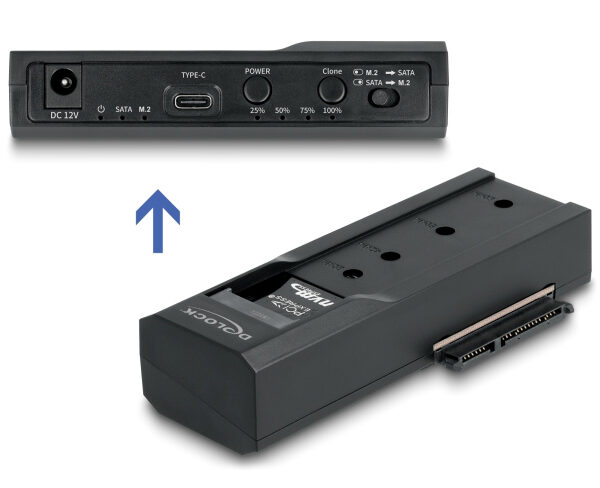 DELOCK docking station για M.2 NVMe/SATA ή 2.5"/3.5" SSD/HDD 64252, 10Gbps, clone function, μαύρο