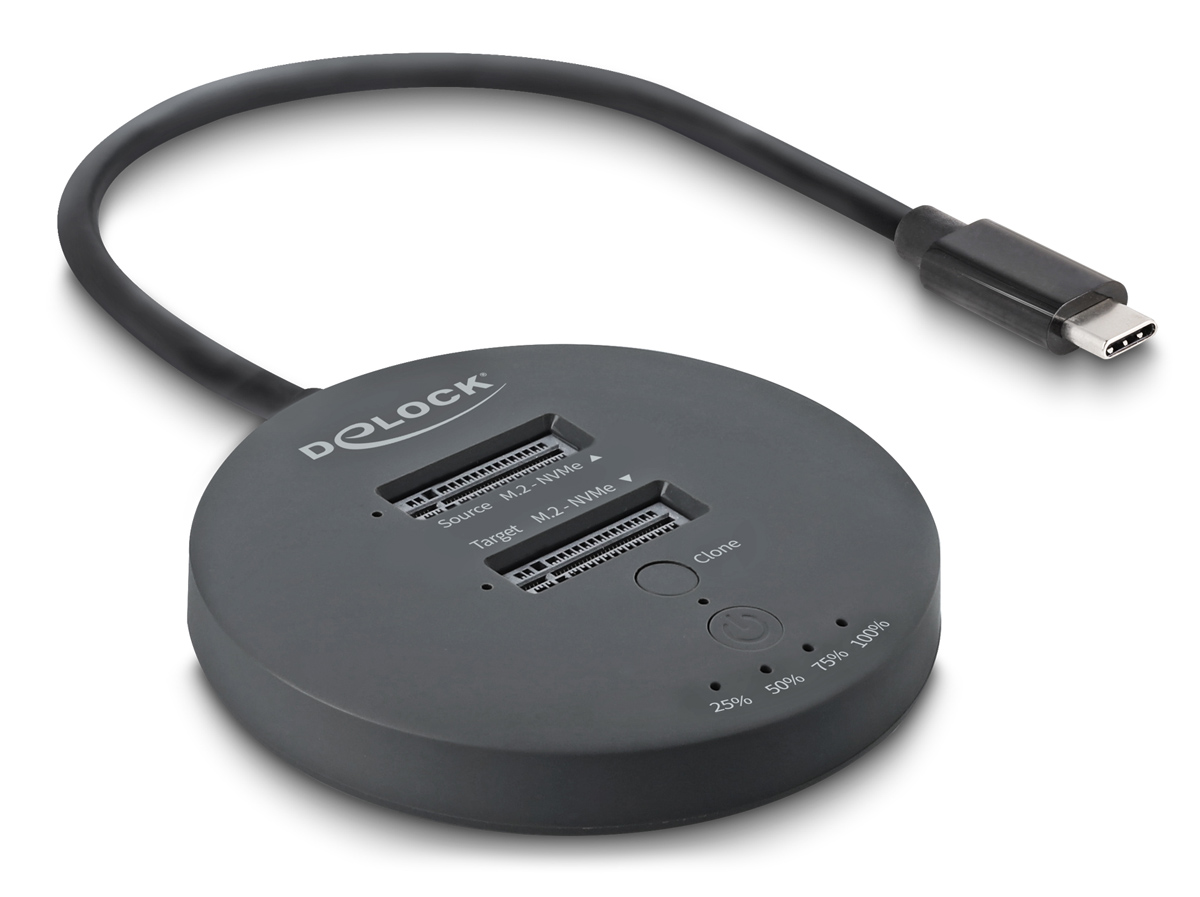 64364.jpg DELOCK docking station για M.2 NVMe PCIe SSD 64364, 2 θέσεων, 20Gbps, clone function, μαύρο