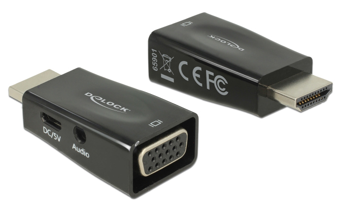 65901.jpg DELOCK αντάπτορας HDMI σε VGA 65901 με 3.5mm, 1080p/60Hz, μαύρος