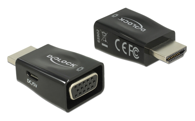 65902.jpg DELOCK αντάπτορας HDMI σε VGA 65902, 1920x1200p/60Hz, μαύρος