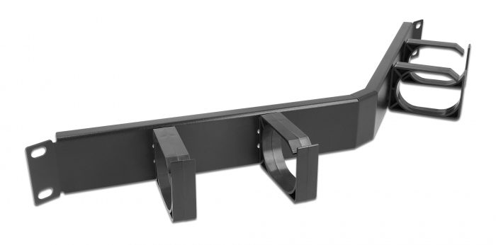 66667.jpg DELOCK cable management 66667, rack 19"/1U, 4x γάντζοι, γωνιακό, μαύρο