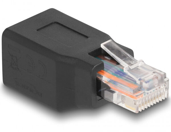 DELOCK αντάπτορας RJ45/RJ48/RJ50 66991, 10P/10C pin out 1:1, μαύρος