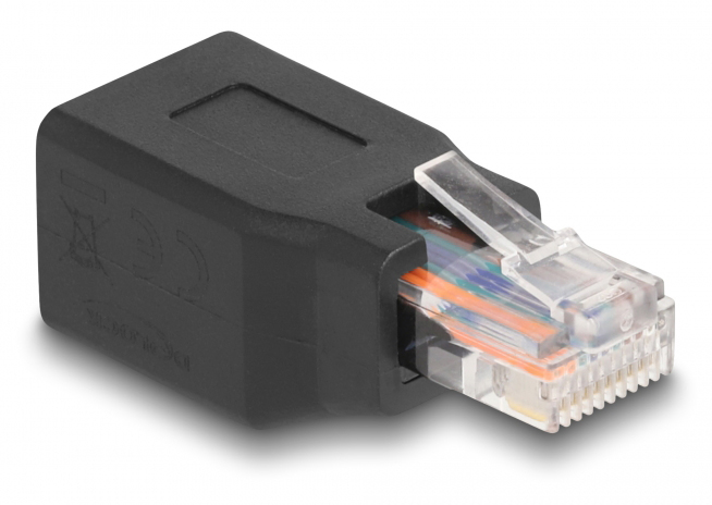 66991.jpg DELOCK αντάπτορας RJ45/RJ48/RJ50 66991, 10P/10C pin out 1:1, μαύρος