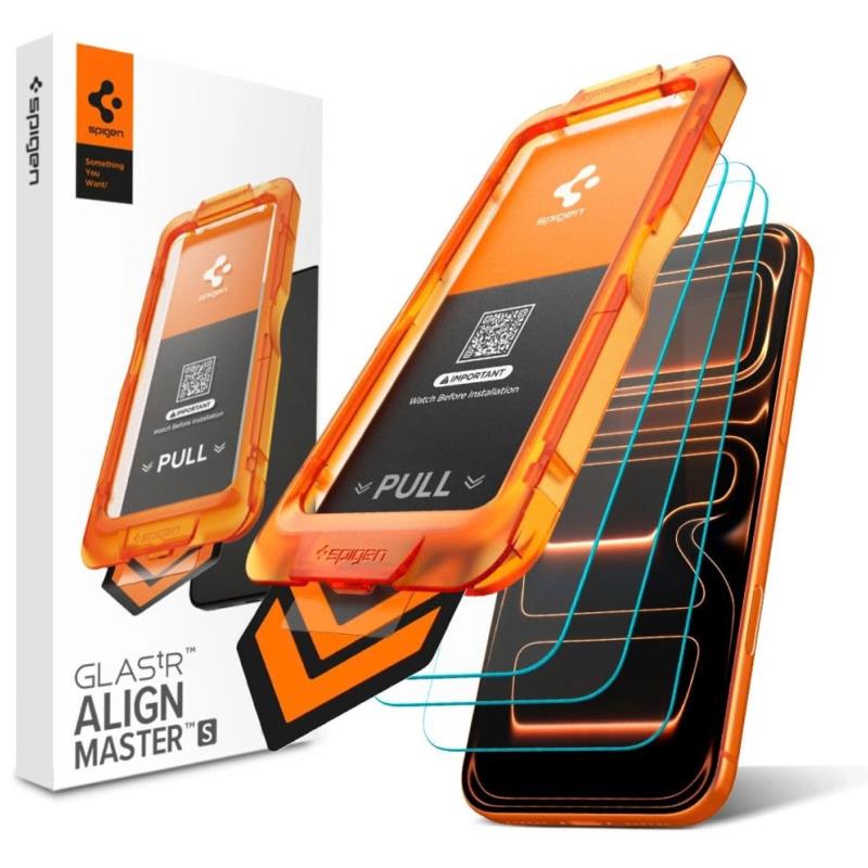 Tempered Glass Full Face Spigen Glas.tR Align Master Apple iPhone 18 Pro/ 17 Pro Διάφανο (3 τεμ.)