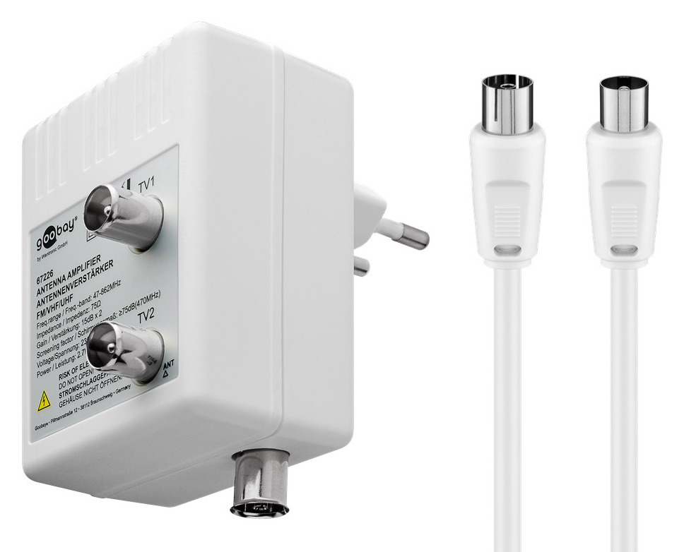 67226.jpg GOOBAY ενισχυτής κεραίας 67226, 2 συσκευές, DVB-T DVB-T2 DVB-C, λευκός