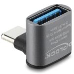 DELOCK αντάπτορας USB-C σε USB 67425, γωνιακός, 10Gbps, 60W, γκρι