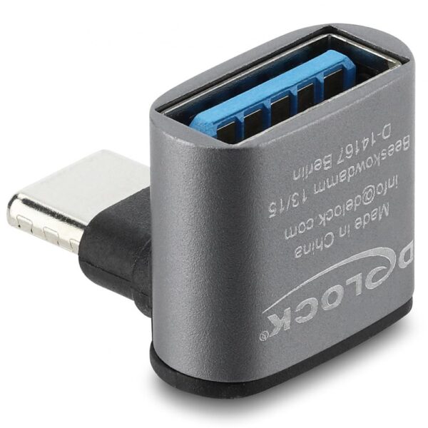 DELOCK αντάπτορας USB-C σε USB 67425, γωνιακός, 10Gbps, 60W, γκρι