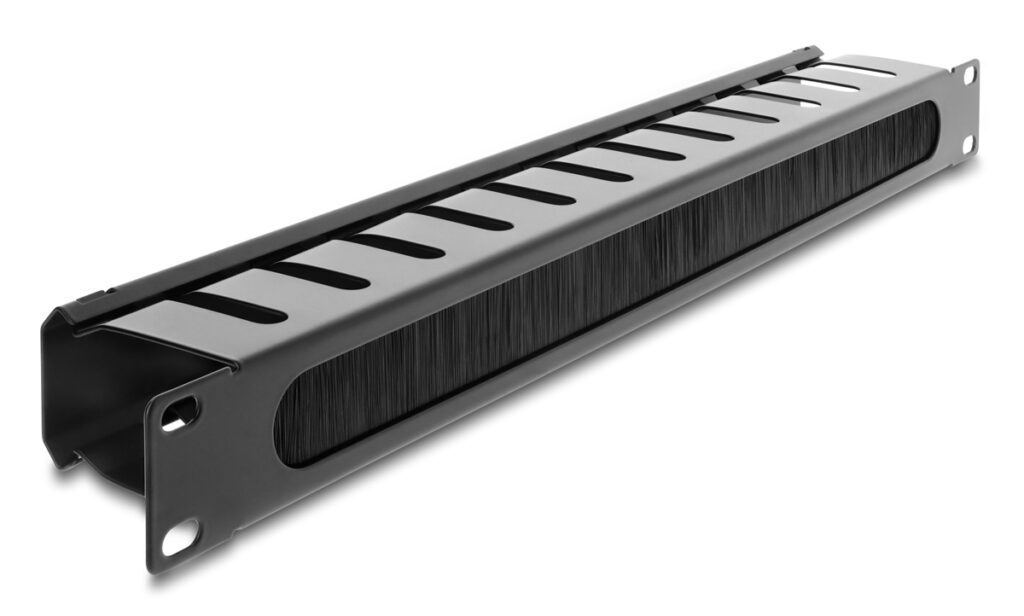 DELOCK cable management 67628 για rack 19"/1U, με βούρτσα προστασίας, μεταλλικό, μαύρο