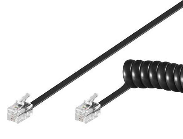 68002.jpg GOOBAY καλώδιο τηλεφώνου 68002, spiral, RJ10 4P4C, CCA, 4m, μαύρο