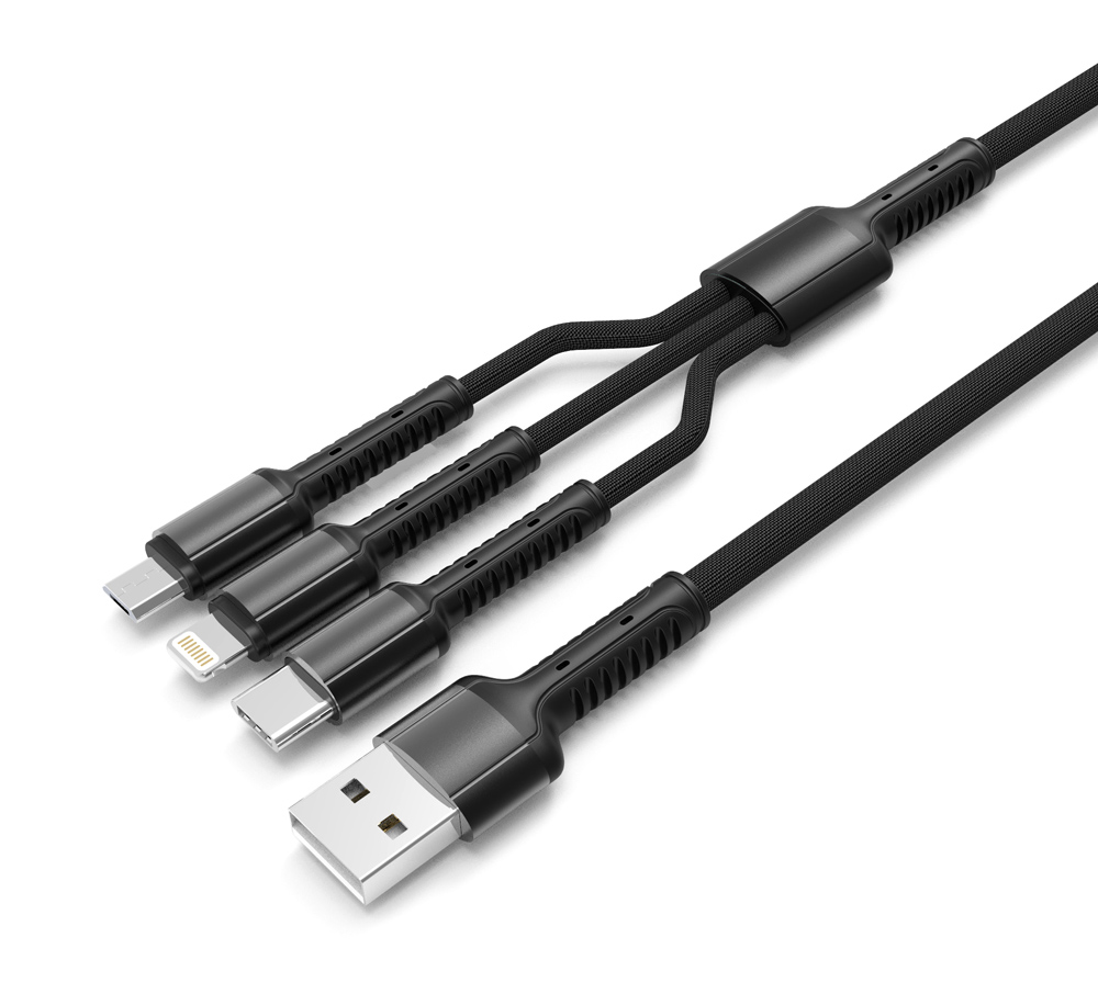 6933138640937.jpg LDNIO καλώδιο USB σε USB-C/Lightning/Micro USB LC93, 3.4A, 1.2m, γκρι