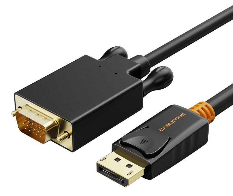 6975285501563.jpg CABLETIME καλώδιο DisplayPort σε VGA CT-AV585-04G, 1080p, 1.8m, μαύρο
